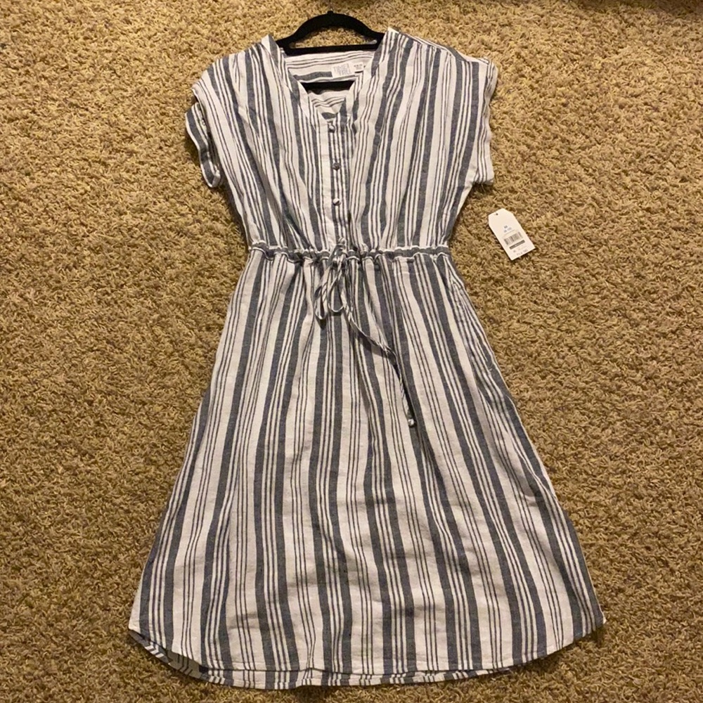 NWT Time and Tru Striped Linen Dress Size M